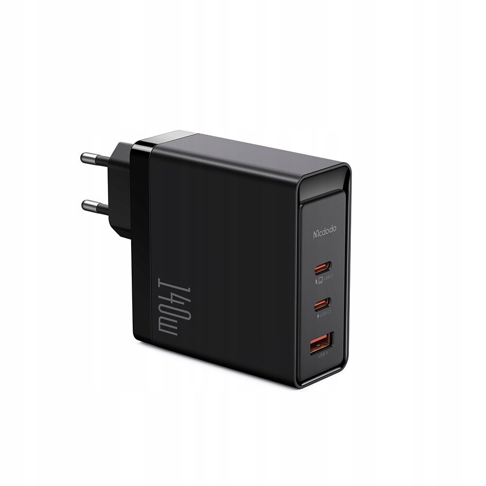 Mcdodo GaN 140W laturi Mcdodo CH-2911, 2x USB-C, USB-A (musta) hinta ja tiedot | Puhelimen laturit | hobbyhall.fi