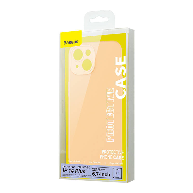Baseus Baseus Liquid Silica Gel Case iPhone 14 Plus (sunglow)+ karkaistu lasi + puhdistussarja hinta ja tiedot | Puhelimen kuoret ja kotelot | hobbyhall.fi