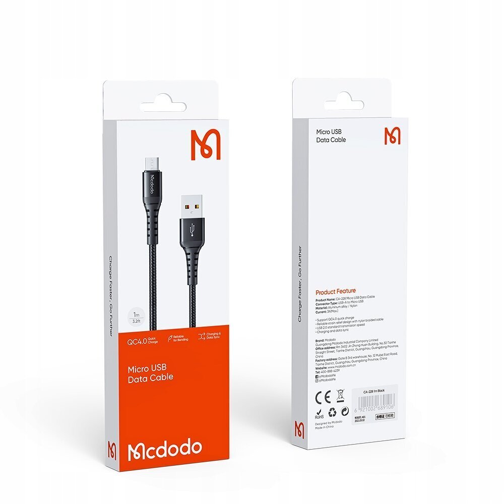 Mcdodo USB-C-kaapeli Mcdodo CA-2270, 0,2 m (musta) hinta ja tiedot | Puhelinkaapelit | hobbyhall.fi