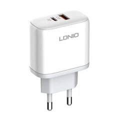 LDNIO Seinälaturi LDNIO A2526C USB, USB-C 45W + USB-C - USB-C kaapeli hinta ja tiedot | Puhelimen laturit | hobbyhall.fi