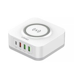 LDNIO Langaton induktiolaturi LDNIO AW004, 3x USB + USB-C, 32W (valkoinen) hinta ja tiedot | Puhelimen laturit | hobbyhall.fi