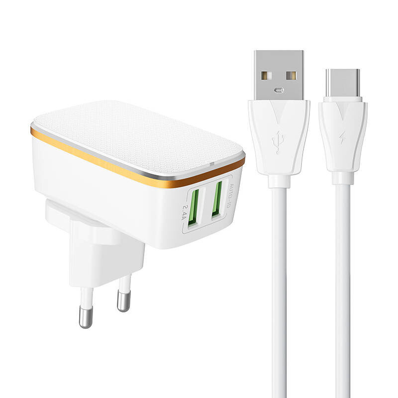 LDNIO Seinälaturi LDNIO A2204 2USB + USB-C kaapeli hinta ja tiedot | Puhelimen laturit | hobbyhall.fi