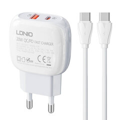 LDNIO Seinälaturi LDNIO A2313C USB, USB-C + USB-C - USB-C kaapeli hinta ja tiedot | Puhelimen laturit | hobbyhall.fi