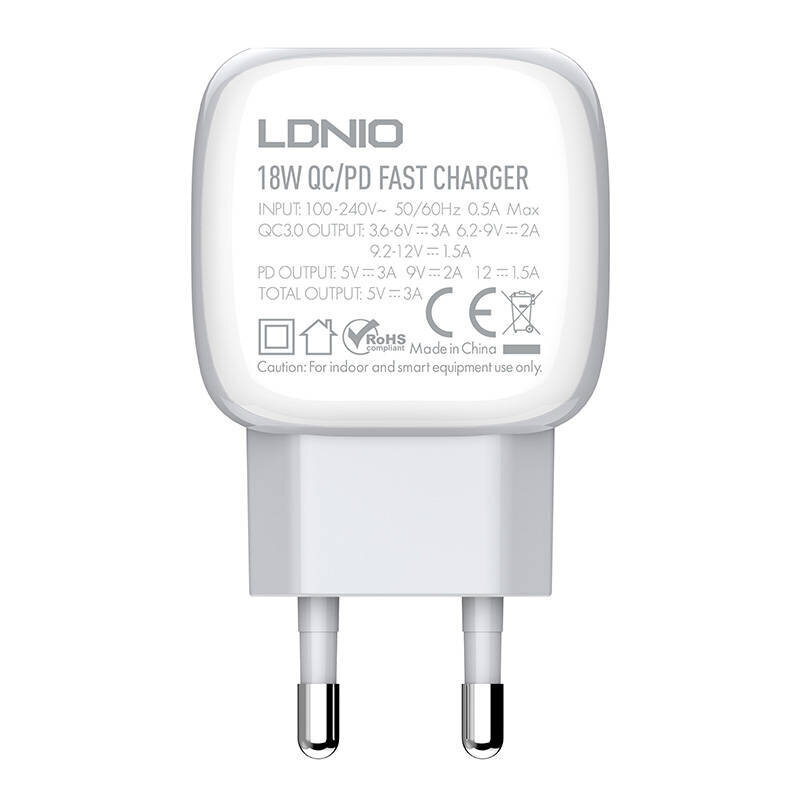 LDNIO Seinälaturi LDNIO A2313C USB, USB-C + USB-C - USB-C kaapeli hinta ja tiedot | Puhelimen laturit | hobbyhall.fi