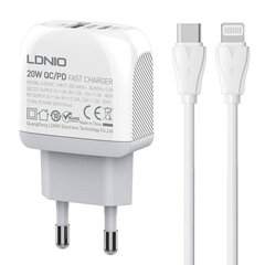 LDNIO Seinälaturi LDNIO A2313C USB, USB-C + USB-C - Lightning-kaapeli hinta ja tiedot | Puhelimen laturit | hobbyhall.fi