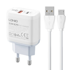 LDNIO Seinälaturi LDNIO A2421C USB, USB-C 22.5W + MicroUSB kaapeli hinta ja tiedot | ldnio Puhelimet, älylaitteet ja kamerat | hobbyhall.fi