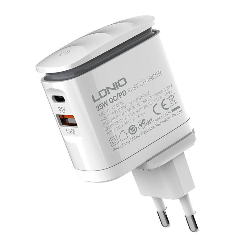 LDNIO Seinälaturi LDNIO A2423C USB, USB-C + USB-C - Lightning-kaapeli hinta ja tiedot | Puhelimen laturit | hobbyhall.fi