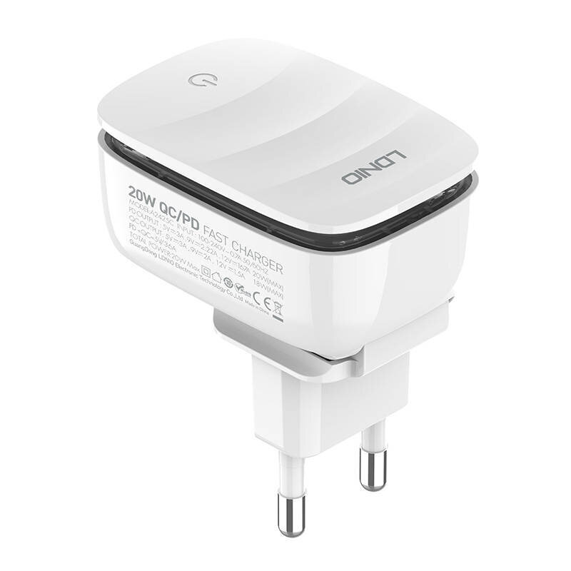 LDNIO Seinälaturi LDNIO A2425C USB, USB-C + Lightning kaapeli hinta ja tiedot | Puhelimen laturit | hobbyhall.fi