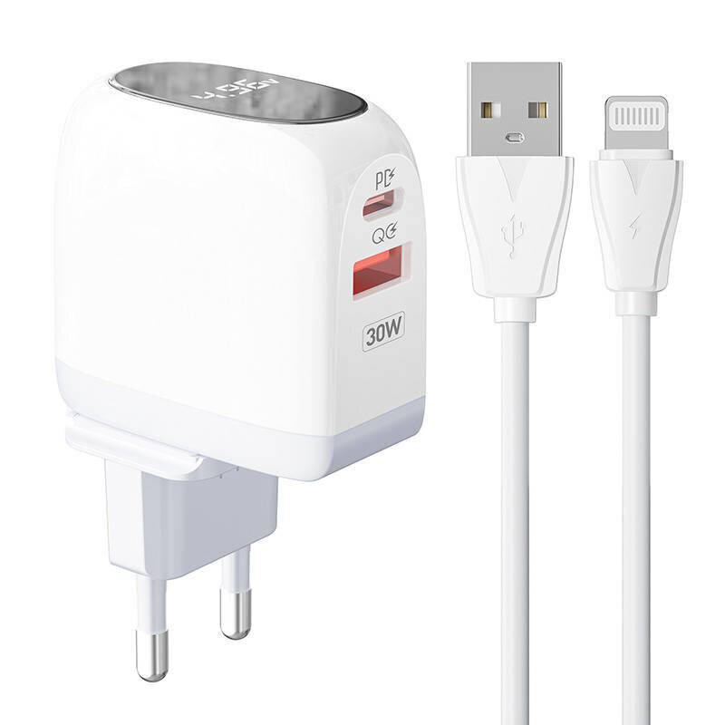 LDNIO Seinälaturi LDNIO A2522C USB, USB-C 30W + Lightning-kaapeli hinta ja tiedot | Puhelimen laturit | hobbyhall.fi