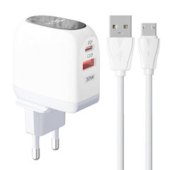 LDNIO Seinälaturi LDNIO A2522C USB, USB-C 30W + MicroUSB kaapeli hinta ja tiedot | Puhelimen laturit | hobbyhall.fi