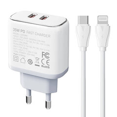 LDNIO Seinälaturi LDNIO A2528C 2USB-C 35W + USB-C - Lightning-kaapeli hinta ja tiedot | Puhelimen laturit | hobbyhall.fi