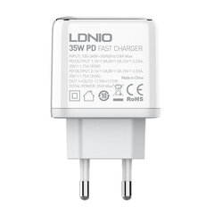 LDNIO Seinälaturi LDNIO A2528C 2USB-C 35W + USB-C - Lightning-kaapeli hinta ja tiedot | Puhelimen laturit | hobbyhall.fi