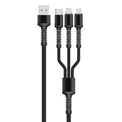 LDNIO USB Lightning / Micro USB / USB-C kaapeli LDNIO LC93 3in1, 3.4A (musta) hinta ja tiedot | Puhelinkaapelit | hobbyhall.fi