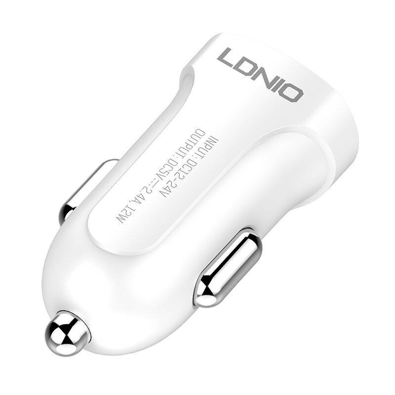 LDNIO Autolaturi LDNIO DL-C17, 1x USB, 12W + Micro USB kaapeli (valkoinen) hinta ja tiedot | Puhelimen laturit | hobbyhall.fi