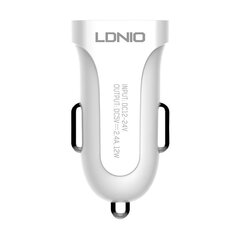 LDNIO Autolaturi LDNIO DL-C17, 1x USB, 12W + USB-C kaapeli (valkoinen) hinta ja tiedot | Puhelimen laturit | hobbyhall.fi