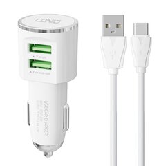 LDNIO LDNIO DL-C29 autolaturi, 2x USB, 3.4A + USB-C kaapeli (valkoinen) hinta ja tiedot | ldnio Puhelimet, älylaitteet ja kamerat | hobbyhall.fi