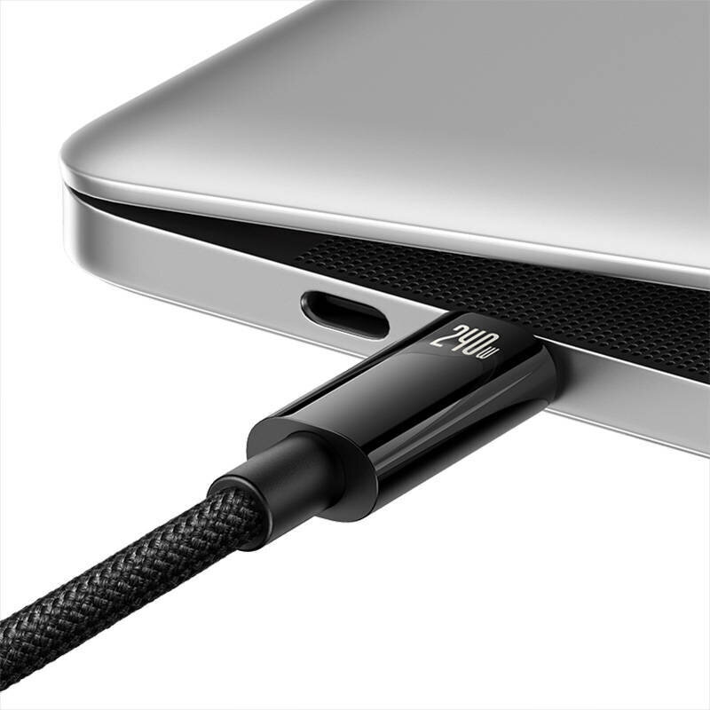 Baseus USB-C-USB-C-kaapeli Baseus Tungsten Gold 240W 1m (musta) hinta ja tiedot | Puhelinkaapelit | hobbyhall.fi