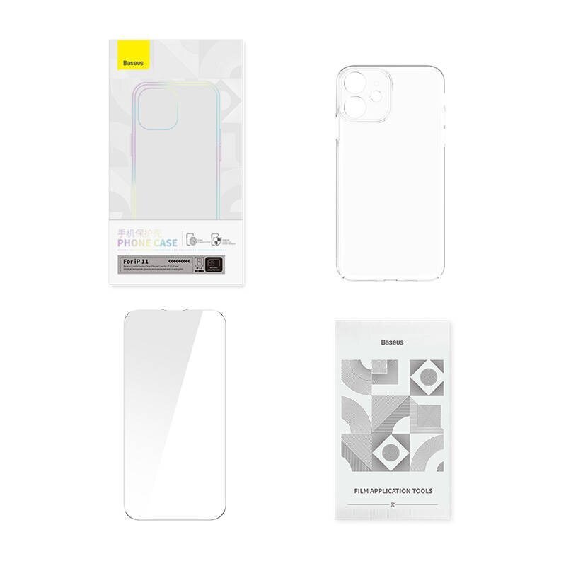 Baseus Case Baseus Crystal Series iPhone 11:lle (kirkas) + karkaistu lasi + puhdistussarja hinta ja tiedot | Puhelimen kuoret ja kotelot | hobbyhall.fi