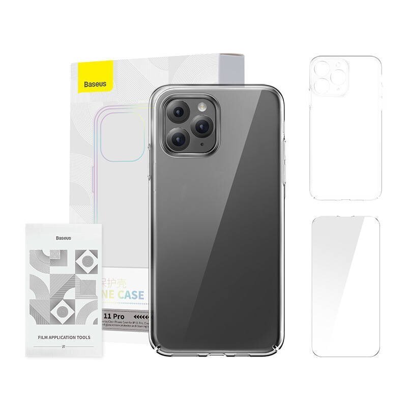 Baseus Case Baseus Crystal Series iPhone 11 pro:lle (kirkas) + karkaistu lasi + puhdistussarja hinta ja tiedot | Puhelimen kuoret ja kotelot | hobbyhall.fi