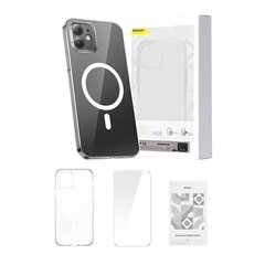 Baseus Puhelimen kuori Baseus Magnetic Crystal Clear iPhone 12:lle (läpinäkyvä), jossa karkaistu näytönsuoja ja puhdistussarja hinta ja tiedot | Puhelimen kuoret ja kotelot | hobbyhall.fi