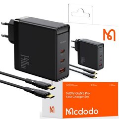 Mcdodo Laturi GaN 140W Mcdodo CH-2913, 2x USB-C, USB-A (musta) hinta ja tiedot | Puhelimen laturit | hobbyhall.fi