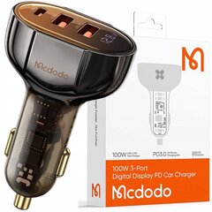 Mcdodo Autolaturi Mcdodo CC-2300, 2xUSB + USB-C, näyttö, 100W (musta) hinta ja tiedot | Mcdodo Matkapuhelimet ja tarvikkeet | hobbyhall.fi