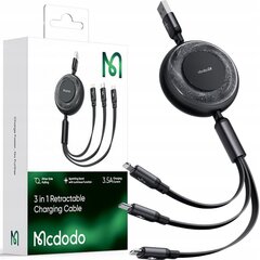 Mcdodo 3in1 USB-USB-C / Lightning / Micro USB -kaapeli, Mcdodo CA-3570, 1,2 m (musta) hinta ja tiedot | Mcdodo Puhelimet, älylaitteet ja kamerat | hobbyhall.fi