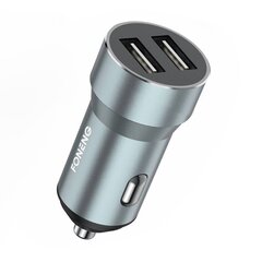 Foneng Metallinen autolaturi, kaksois-USB Foneng C08 2.4A (hopea) hinta ja tiedot | Puhelimen laturit | hobbyhall.fi