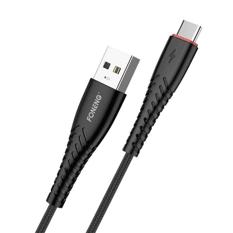 Foneng Foneng X15 USB–USB-C-kaapeli, 2,4 A, 1,2 m (musta) hinta ja tiedot | Puhelinkaapelit | hobbyhall.fi