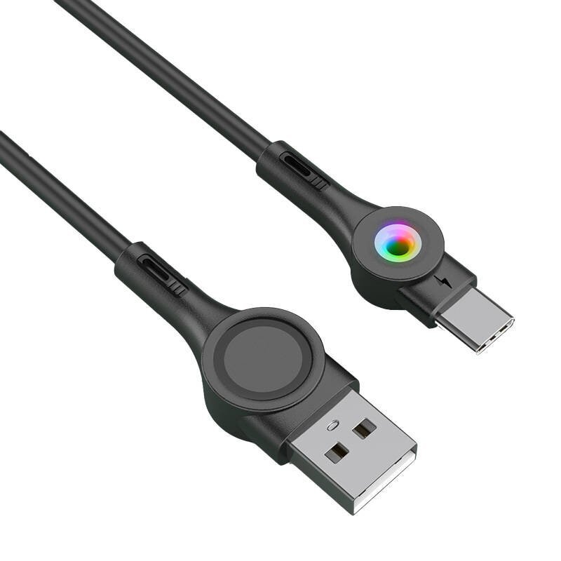 Foneng Foneng X59 USB-USB-C-kaapeli, LED, 3A, 1m (musta) hinta ja tiedot | Puhelinkaapelit | hobbyhall.fi