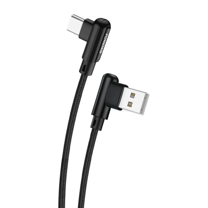 Foneng Foneng X70 Kulma USB-USB-C-kaapeli, 3A, 1m (musta) hinta ja tiedot | Puhelinkaapelit | hobbyhall.fi