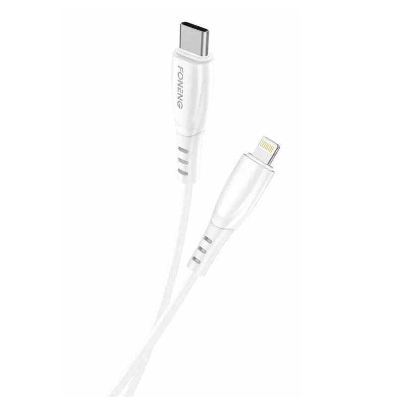 Foneng USB-kaapeli Lightning Foneng X75:lle, 3A, 1m (valkoinen) hinta ja tiedot | Puhelinkaapelit | hobbyhall.fi