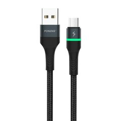 Foneng Foneng X79 USB-mikro-USB-kaapeli, LED, punottu, 3A, 1m (musta) hinta ja tiedot | Foneng Matkapuhelimet ja tarvikkeet | hobbyhall.fi