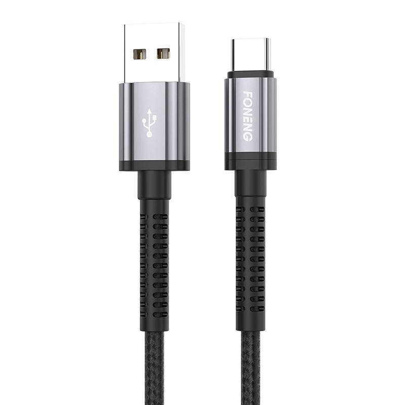 Foneng Foneng X83 USB-USB-C-kaapeli, 2.1A, 1m (musta) hinta ja tiedot | Puhelinkaapelit | hobbyhall.fi