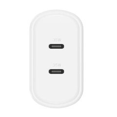 Cygnett Seinälaturi Cygnett 2x USB-C 35W (valkoinen) hinta ja tiedot | Puhelimen laturit | hobbyhall.fi