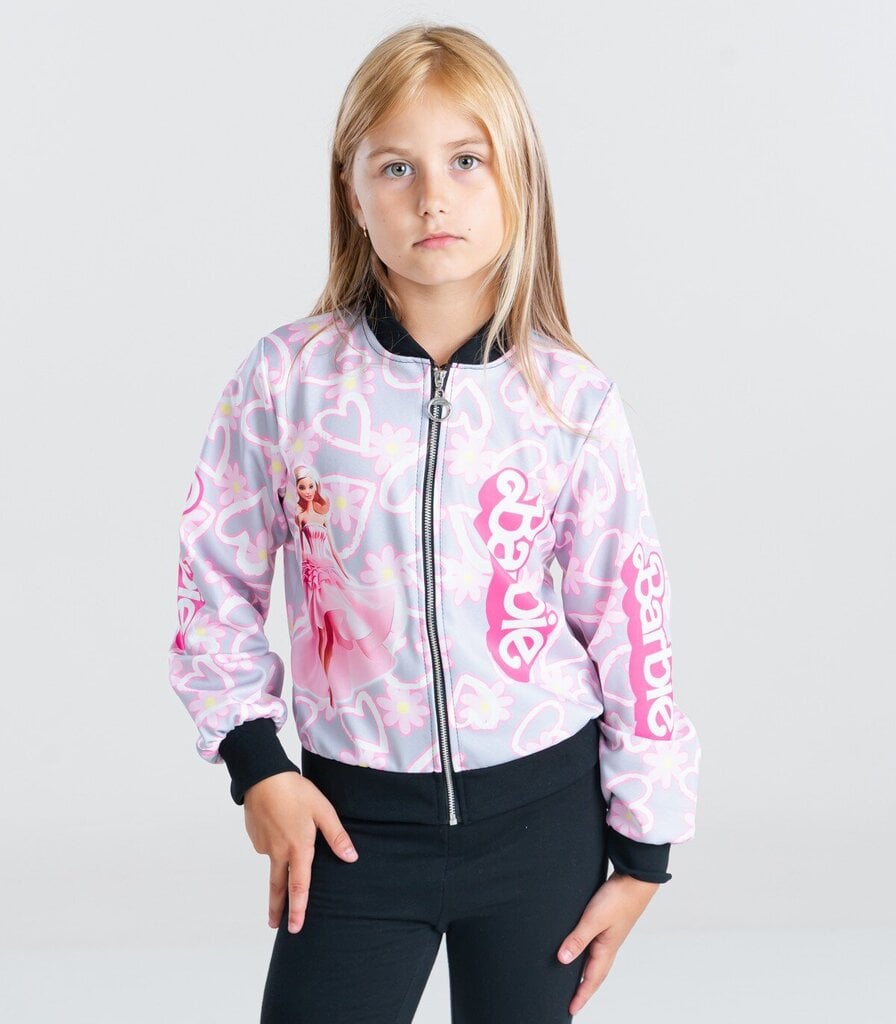 Lasten takki Barbie 811540 01, vaaleanharmaa/vaaleanpunainen 811540*01-014 hinta ja tiedot | Tyttöjen neuleet, liivit ja jakut | hobbyhall.fi