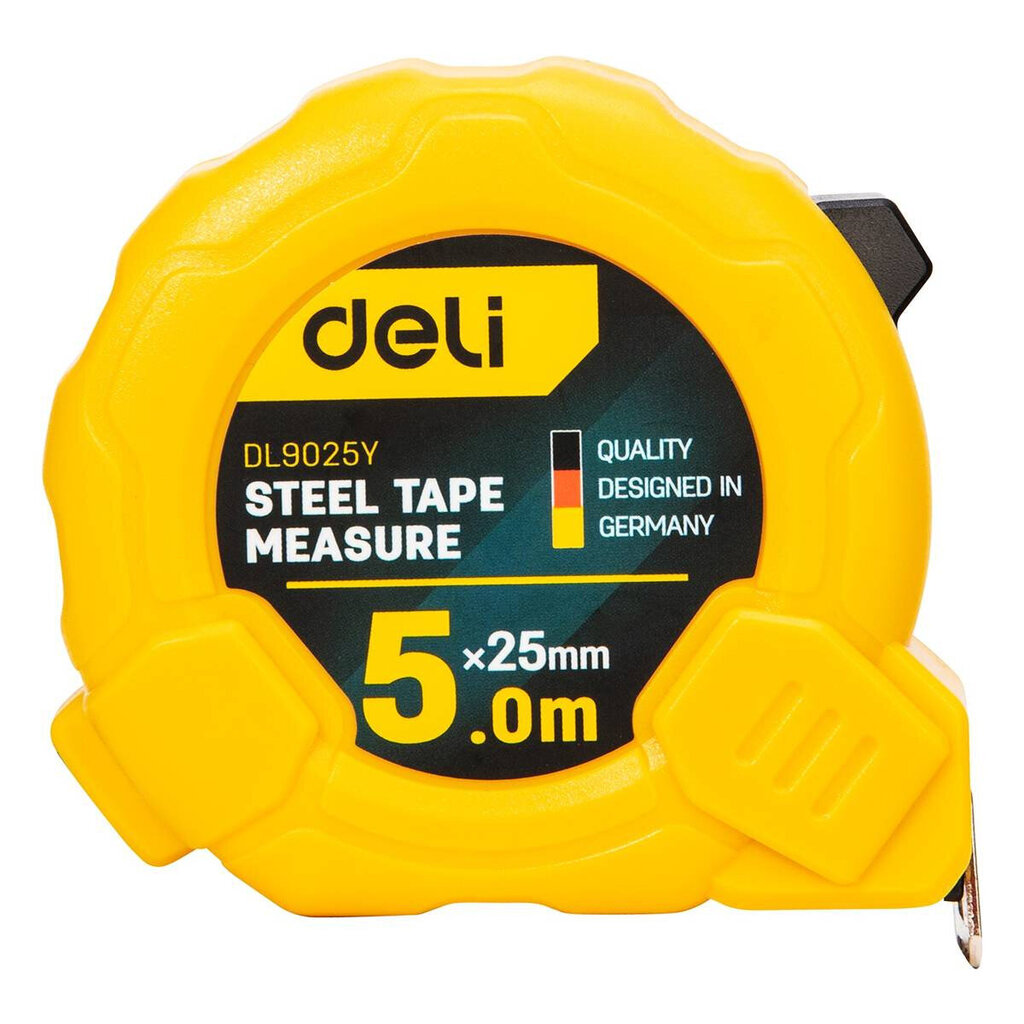 Deli Tools Teräsmittanauha 5m / 25mm Deli Tools EDL9025Y (keltainen) hinta ja tiedot | Käsityökalut | hobbyhall.fi