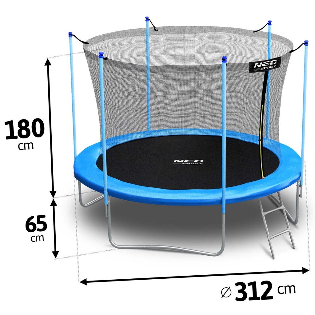 Puutarhatrampoliini sisäverkolla ja tikkailla, 10 jalkaa / 312 cm, Neo-Sport hinta ja tiedot | Trampoliinit | hobbyhall.fi