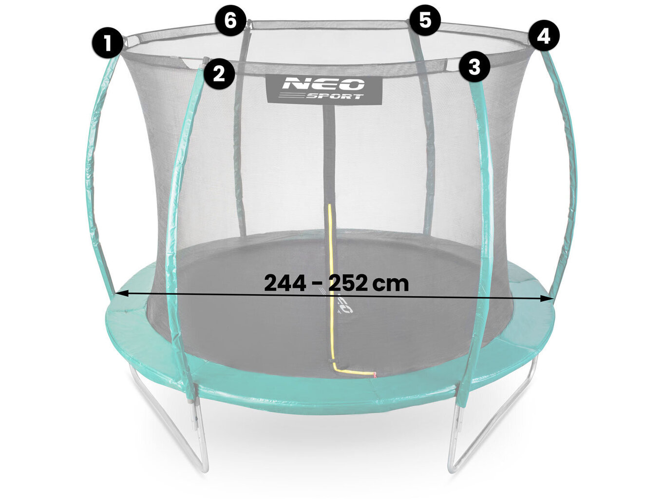 Suojaava trampoliiniverkko, 252 cm - 8 jalkaa, Neo-Sport hinta ja tiedot | Trampoliinit | hobbyhall.fi