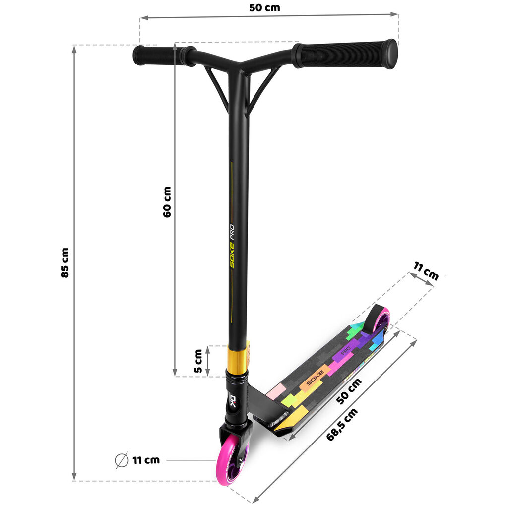 Stunttiskootteri SOKE PRO!, monivärinen hinta ja tiedot | Potkulaudat | hobbyhall.fi