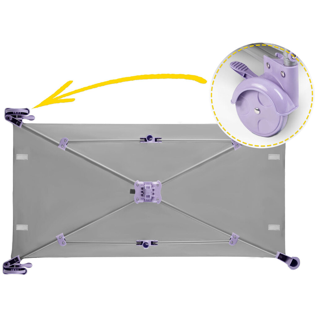 Matkasänky - leikkikehä, 125 x 65 x 78 cm, RK-240, harmaa ja violetti hinta ja tiedot | Matkasängyt | hobbyhall.fi