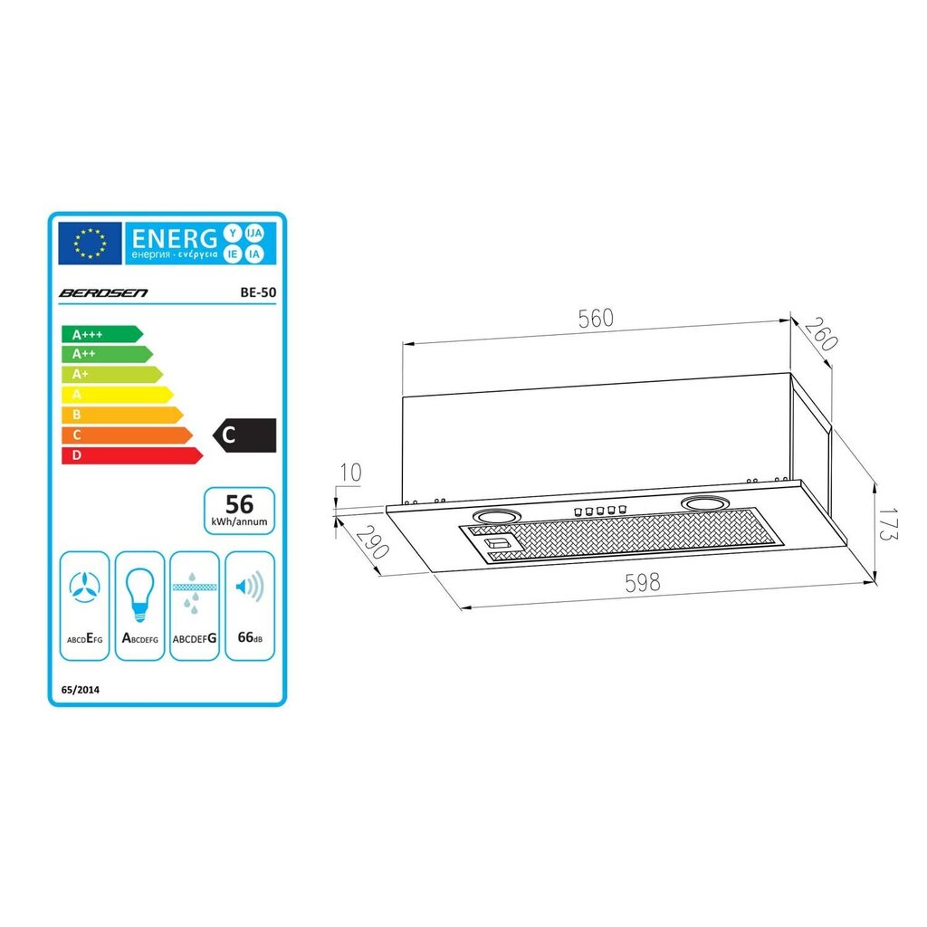 Keittiön liesituuletin, kaapin alla - 60 cm, Inox hinta ja tiedot | Liesituulettimet | hobbyhall.fi