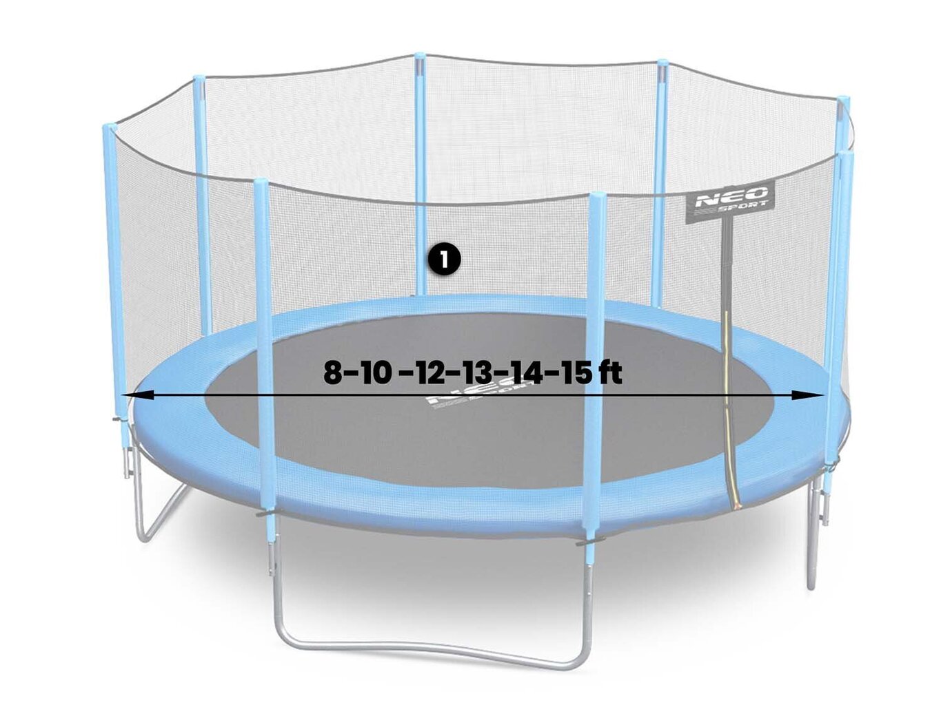Trampoliinin ulkoverkko, pohjatanko, 8-15 jalkaa, Neo-Sport, sininen hinta ja tiedot | Trampoliinit | hobbyhall.fi