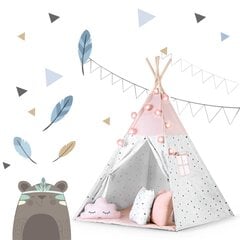 Lasten tiipii teltta, jossa on kransseja ja valoja, pinkki hinta ja tiedot | Lasten leikkimökit ja -teltat | hobbyhall.fi