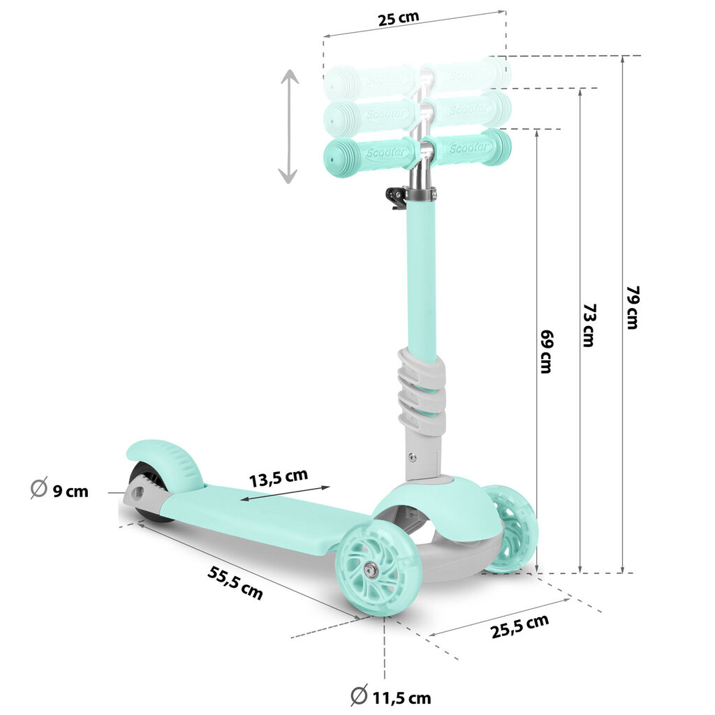 Ricokids Buggy kolmipyöräinen potkulauta, mintunvärinen hinta ja tiedot | Potkulaudat | hobbyhall.fi