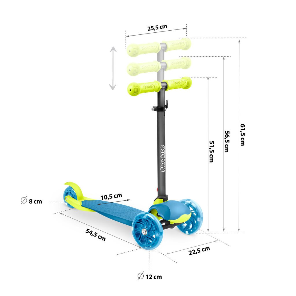 Ricokids Loco kolmipyöräinen potkulauta, sininen ja vihreä hinta ja tiedot | Potkulaudat | hobbyhall.fi