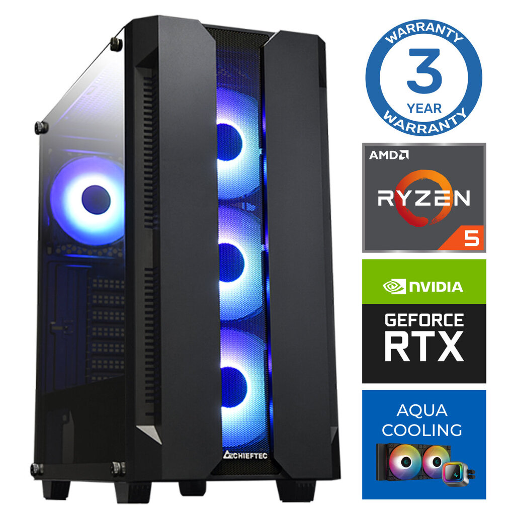 Intop AQUA Ryzen 5 7600X 16GB DDR5 500SSD M.2 NVME+2TB RTX3060 12GB no-OS hinta ja tiedot | Pöytätietokoneet | hobbyhall.fi