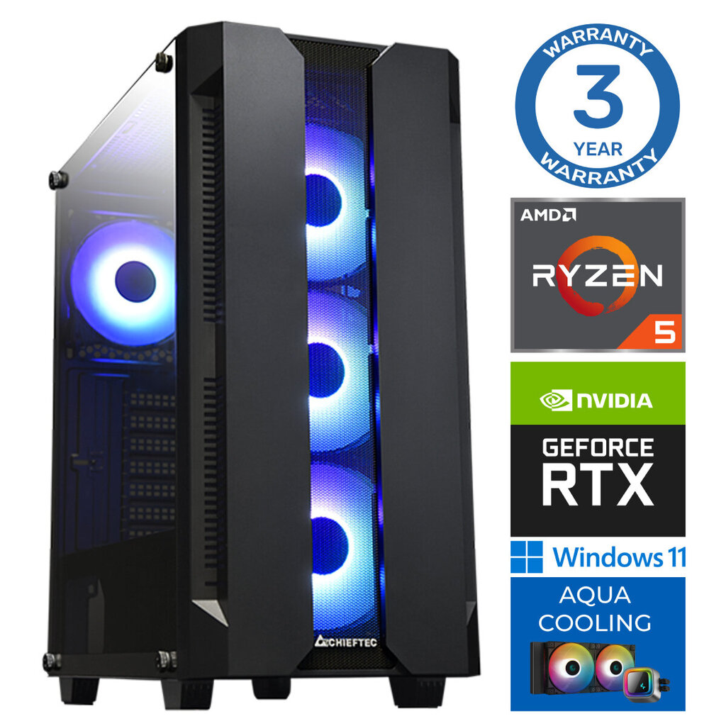 Intop AQUA Ryzen 5 7600X 16GB DDR5 500SSD M.2 NVME RTX3060 12GB WIN11Pro hinta ja tiedot | Pöytätietokoneet | hobbyhall.fi