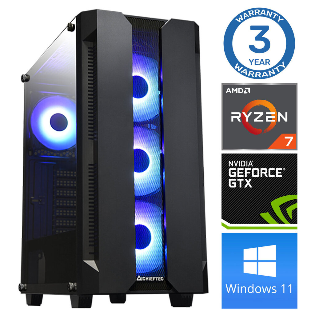 Intop Ryzen 7 5700X 16GB 250SSD M.2 NVME GTX1650 4GB WIN11Pro hinta ja tiedot | Pöytätietokoneet | hobbyhall.fi