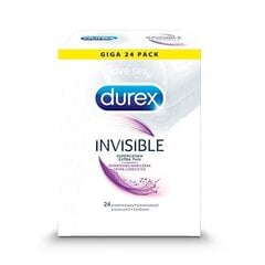 Durex Invisible Extra Lubricated -kondomit, 24 kpl, ohut hinta ja tiedot | Kondomit | hobbyhall.fi